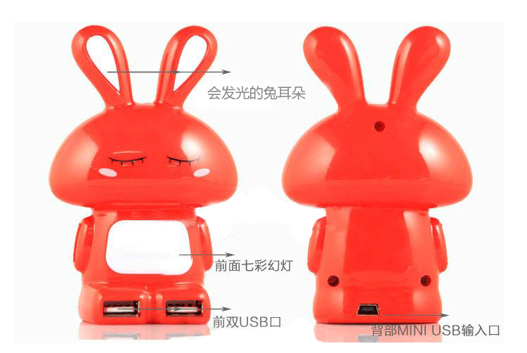 Rabbit shape USB HUB with 4ports and led