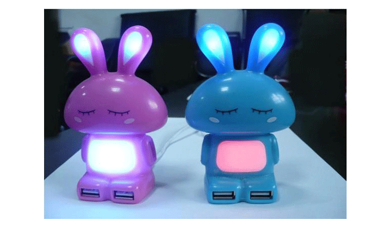Rabbit shape USB HUB with 4ports and led